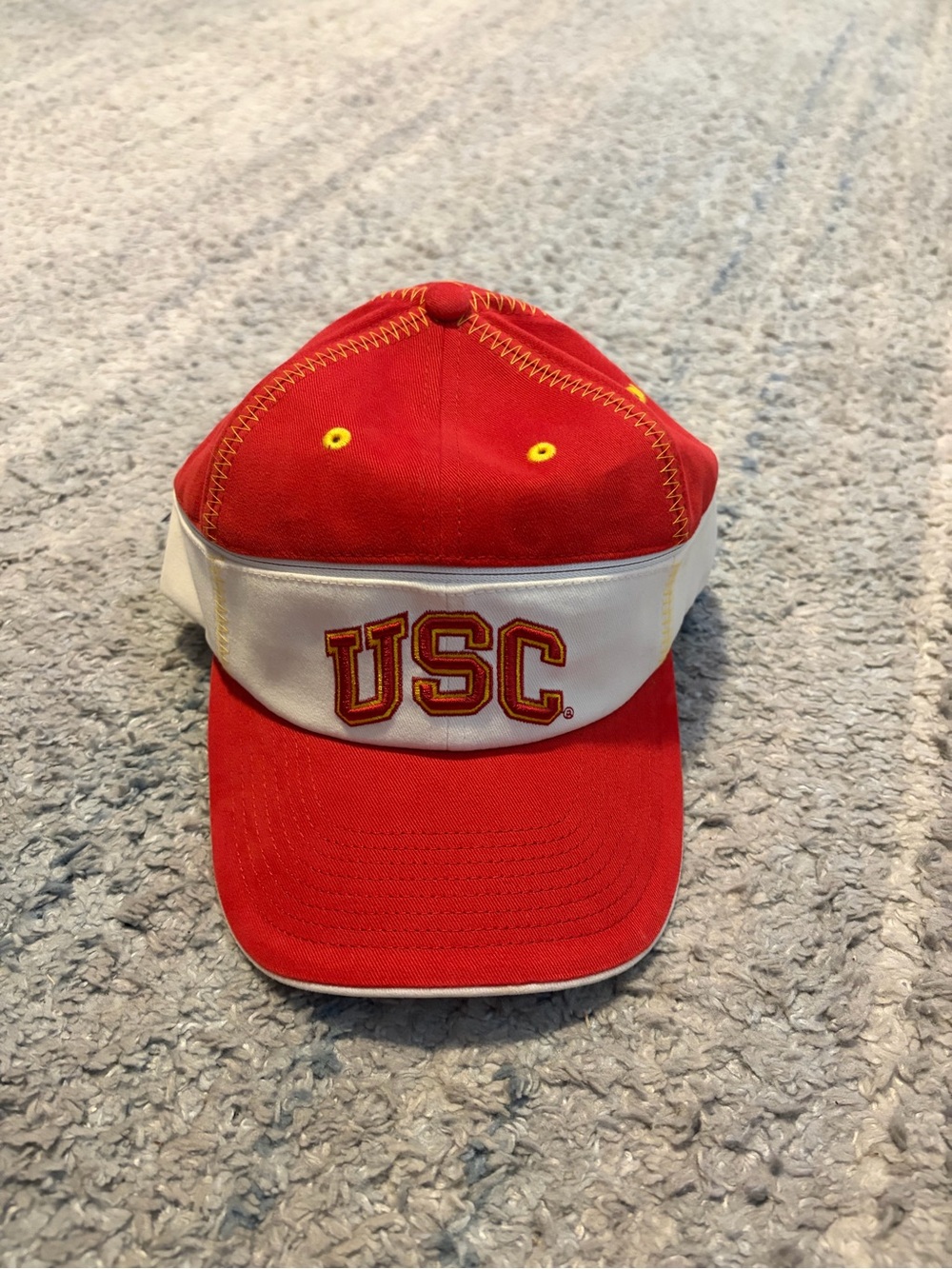 Vintage USC Trojans Hat Crown Athletics 2-in-1 Zip Off Visor Hat Cap Sample Red